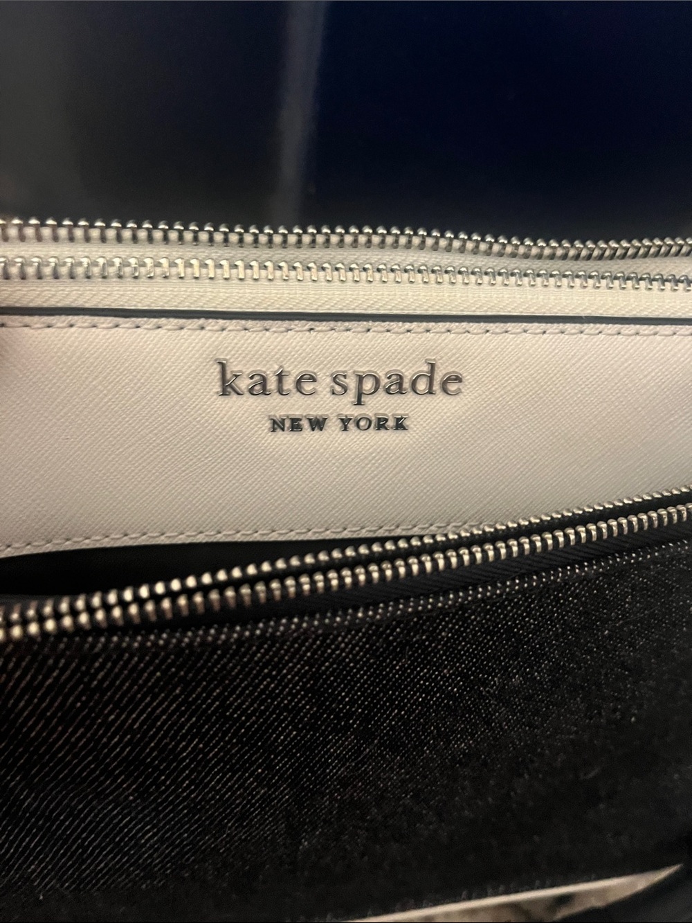 kate spade denim and White Colorblock Crossbody Bag, EUC - Picture 2 of 5